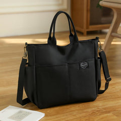 Large Canvas Tote Shoulder Bag Lightweight Solid Handbag
