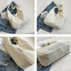 Corduroy Shoulder Tote Bag for School & Work