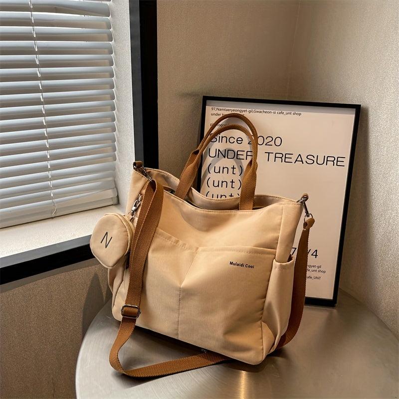 Canvas Tote Bag With Coin Purse Large Capacity Crossbody Bag Handbag Set