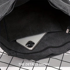 Letter Graphic Canvas Hobo Bag Vintage Large Capacity Shoulder Bag