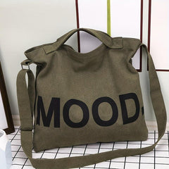 Letter Graphic Canvas Hobo Bag Vintage Large Capacity Shoulder Bag