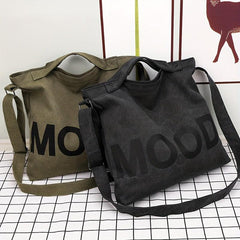 Letter Graphic Canvas Hobo Bag Vintage Large Capacity Shoulder Bag