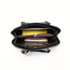 Double Handle Satchel Crossbody Bag with Pendant
