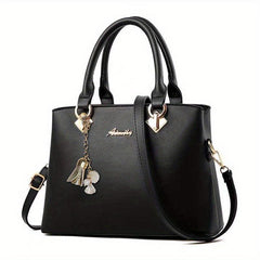 Double Handle Satchel Crossbody Bag with Pendant
