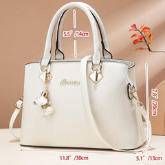Double Handle Satchel Crossbody Bag with Pendant
