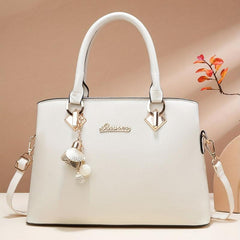 Double Handle Satchel Crossbody Bag with Pendant