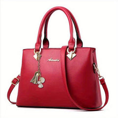 Double Handle Satchel Crossbody Bag with Pendant