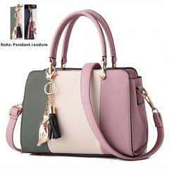 Tassel Cat Pendant Shoulder Bag Double Handle Tote Handbag
