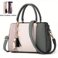 Tassel Cat Pendant Shoulder Bag Double Handle Tote Handbag
