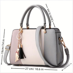 Tassel Cat Pendant Shoulder Bag Double Handle Tote Handbag