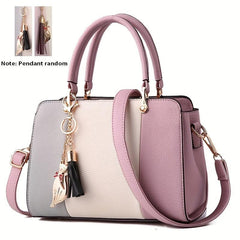 Tassel Cat Pendant Shoulder Bag Double Handle Tote Handbag