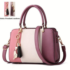 Tassel Cat Pendant Shoulder Bag Double Handle Tote Handbag