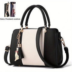 Tassel Cat Pendant Shoulder Bag Double Handle Tote Handbag