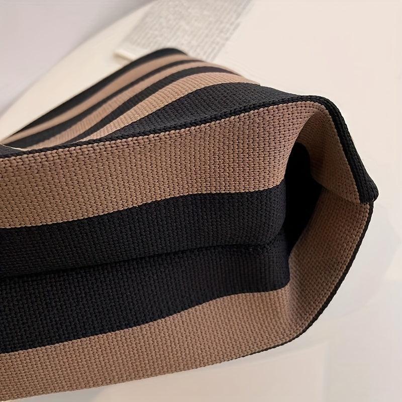 Striped Pattern Woven Handbag Fabric Crochet Niche Tote Bag