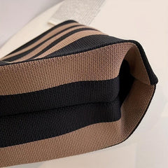 Striped Pattern Woven Handbag Fabric Crochet Niche Tote Bag