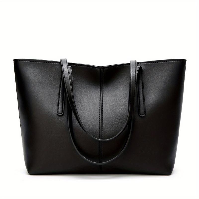 Vintage Large Capacity Tote Bag Solid Shoulder Bag For Work