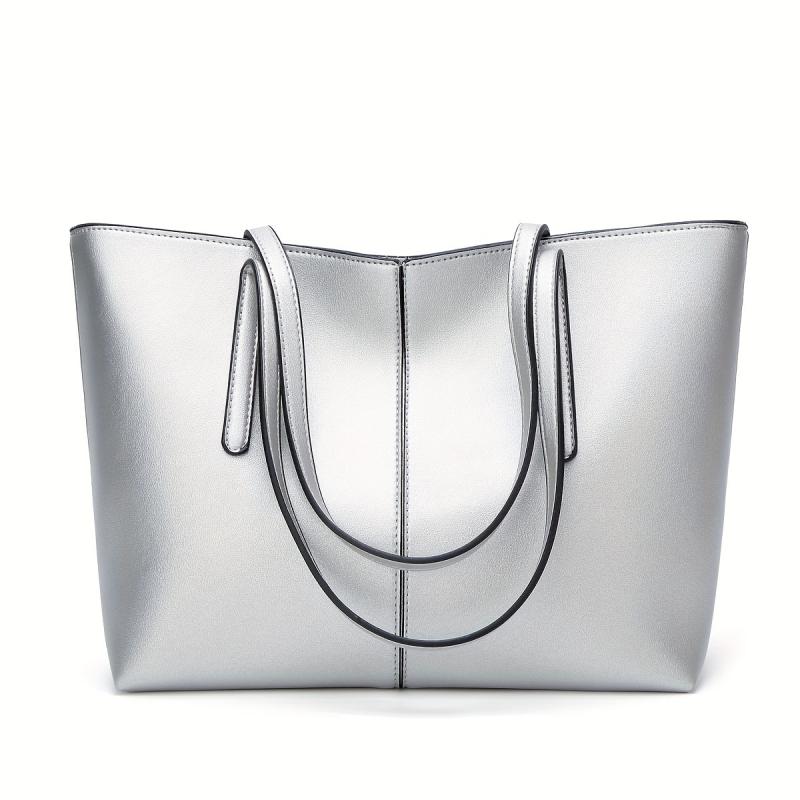 Vintage Large Capacity Tote Bag Solid Shoulder Bag For Work