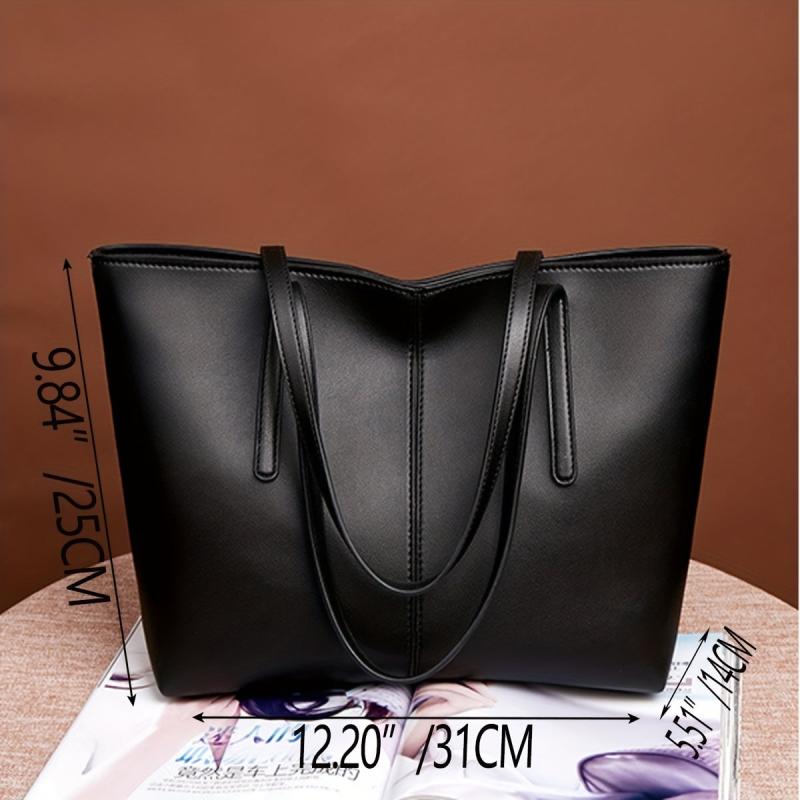Vintage Large Capacity Tote Bag Solid Shoulder Bag For Work