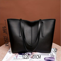 Vintage Large Capacity Tote Bag Solid Shoulder Bag For Work