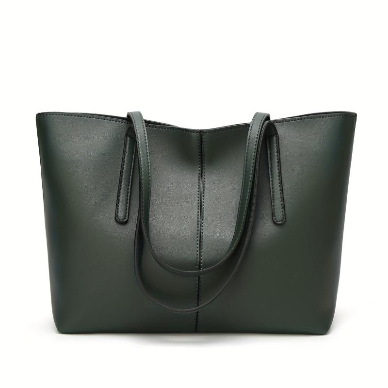 Vintage Large Capacity Tote Bag Solid Shoulder Bag For Work