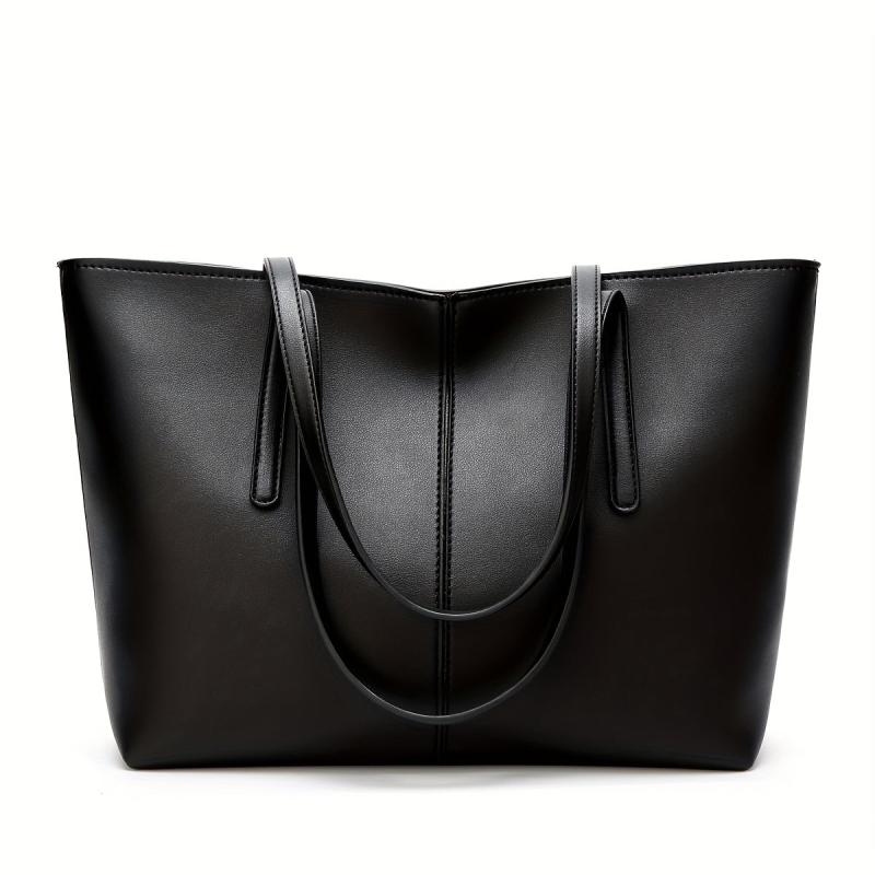 Vintage Large Capacity Tote Bag Solid Shoulder Bag For Work