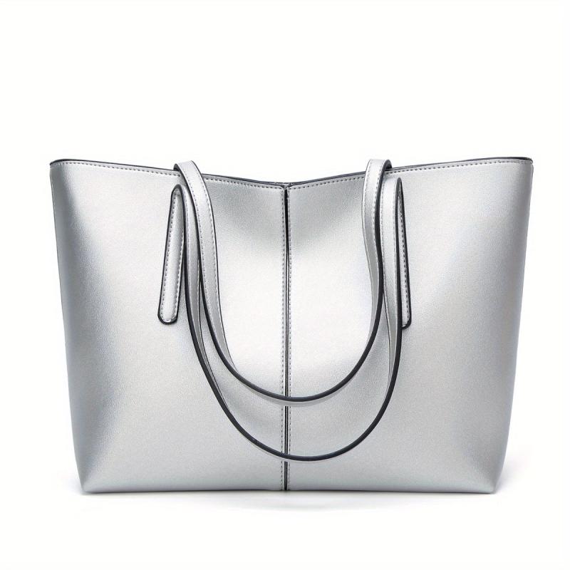 Vintage Large Capacity Tote Bag Solid Shoulder Bag For Work