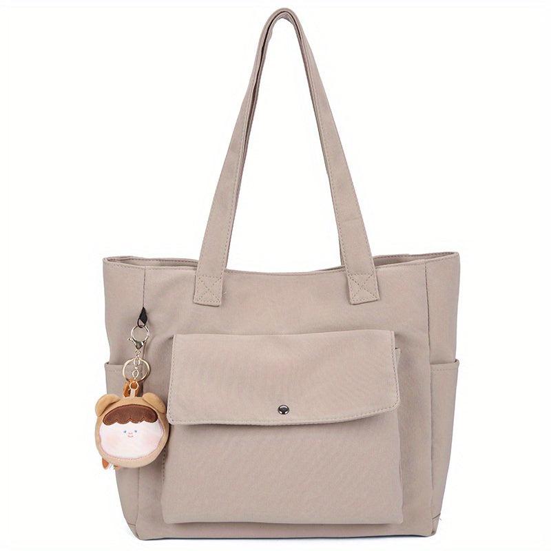 Nylon Tote Bag Front Pocket Shoulder Bag for Travel Work School