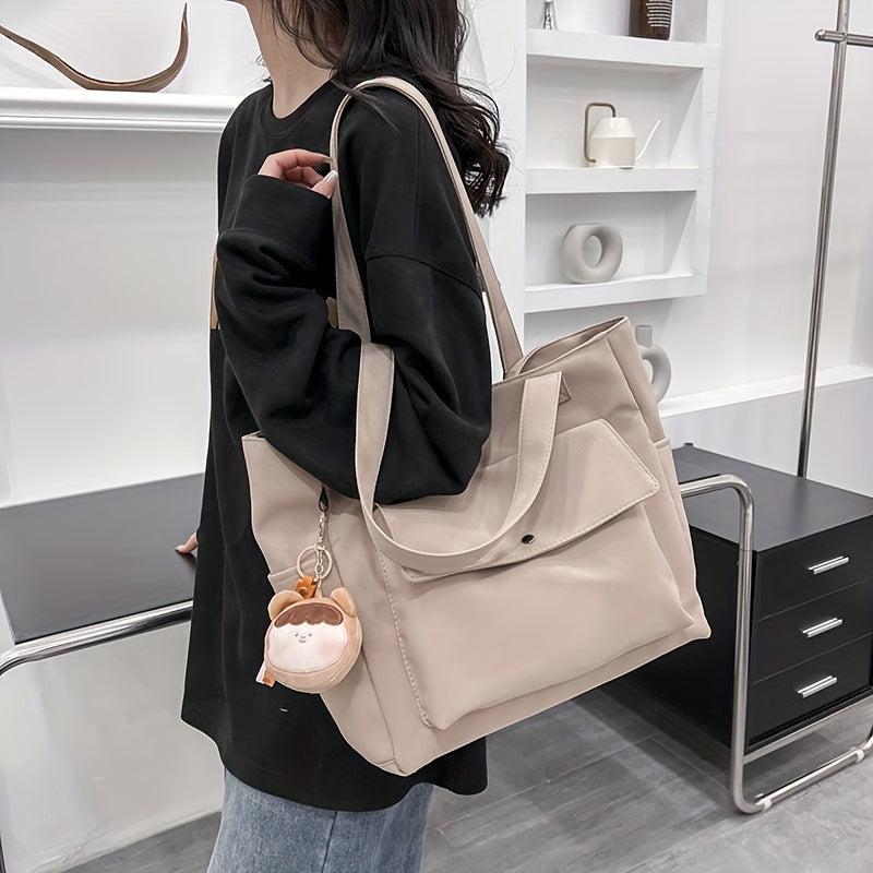Nylon Tote Bag Front Pocket Shoulder Bag for Travel Work School