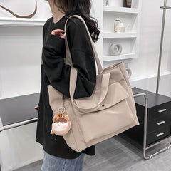 Nylon Tote Bag Front Pocket Shoulder Bag for Travel Work School
