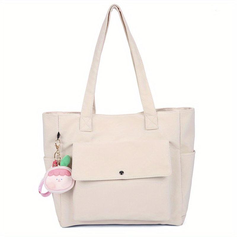 Nylon Tote Bag Front Pocket Shoulder Bag for Travel Work School