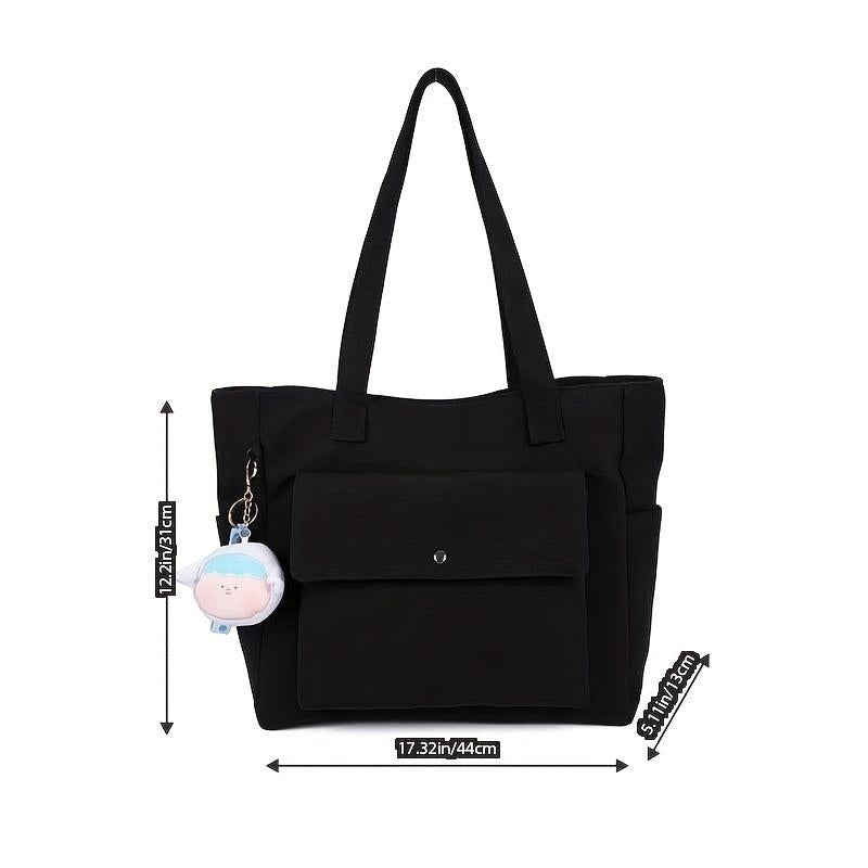 Nylon Tote Bag Front Pocket Shoulder Bag for Travel Work School