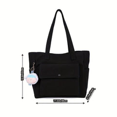 Nylon Tote Bag Front Pocket Shoulder Bag for Travel Work School