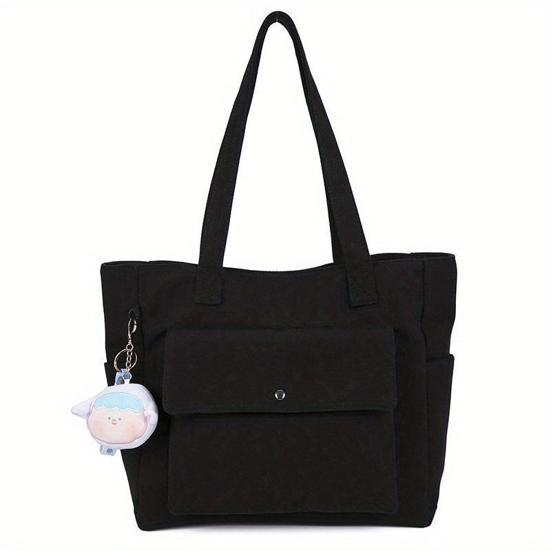 Nylon Tote Bag Front Pocket Shoulder Bag for Travel Work School