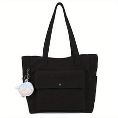Nylon Tote Bag Front Pocket Shoulder Bag for Travel Work School