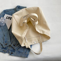 Letter Pattern Tote Bag Large Capacity Canvas Shoulder Bag