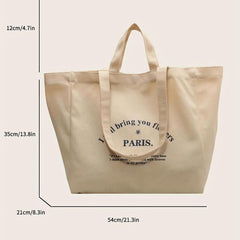 Letter Pattern Tote Bag Large Capacity Canvas Shoulder Bag
