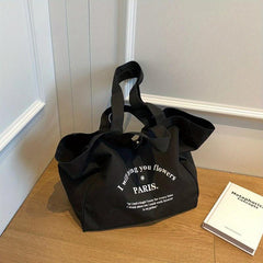 Letter Pattern Tote Bag Large Capacity Canvas Shoulder Bag