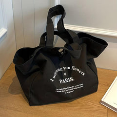 Letter Pattern Tote Bag Large Capacity Canvas Shoulder Bag
