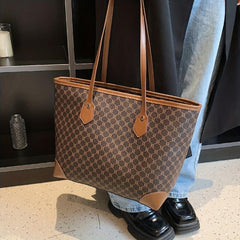 Vintage Print Tote Bag All Match Shoulder Bag Stylish Bag For Work