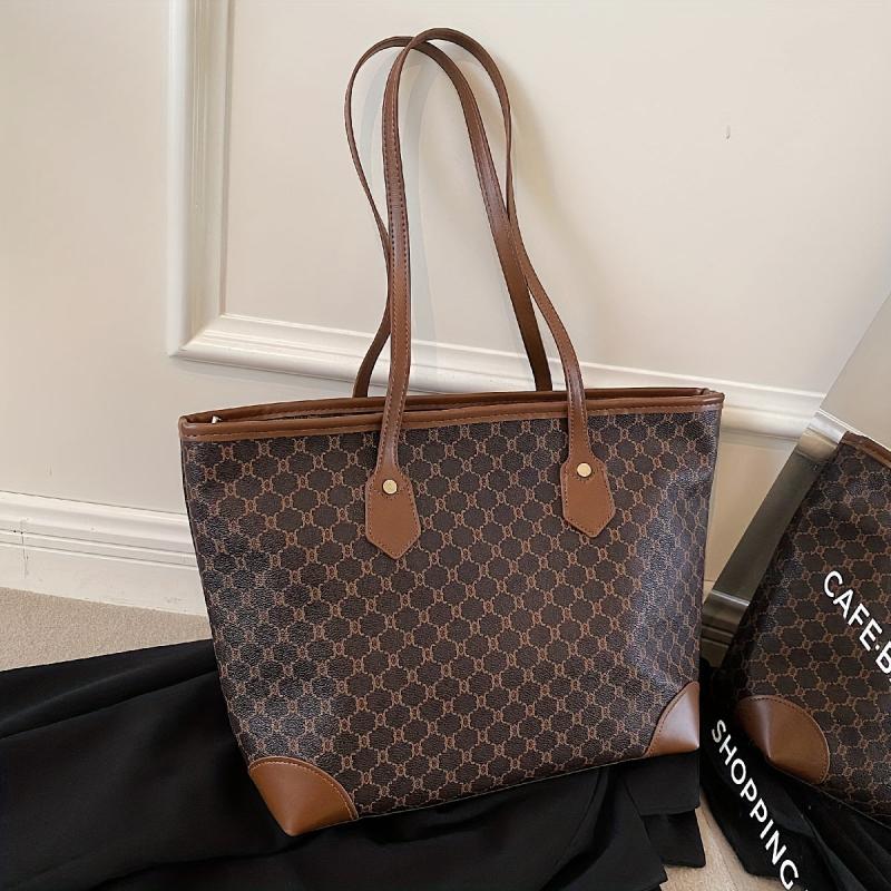 Vintage Print Tote Bag All Match Shoulder Bag Stylish Bag For Work
