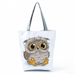 Cartoon Owl Canvas Bag Foldable Shoulder Lightweight Shopper Bag