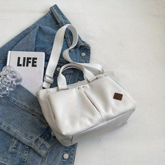 Solid Satchel Bag Casual Tote Bag School