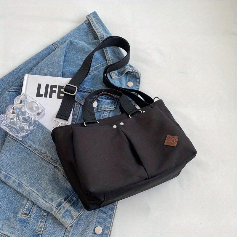 Solid Satchel Bag Casual Tote Bag School