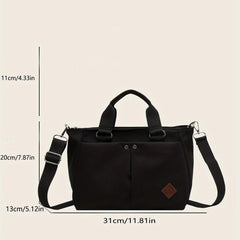 Solid Satchel Bag Casual Tote Bag School