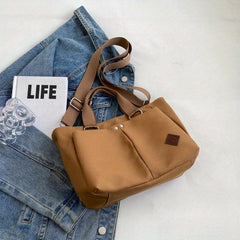 Solid Satchel Bag Casual Tote Bag School