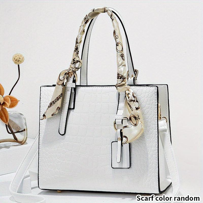 Crocodile Embossed Crossbody Bag Satchel Purse for Mom