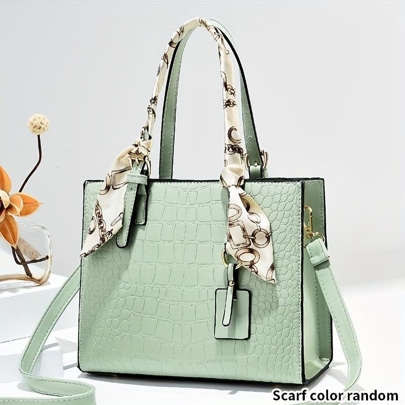 Crocodile Embossed Crossbody Bag Satchel Purse for Mom