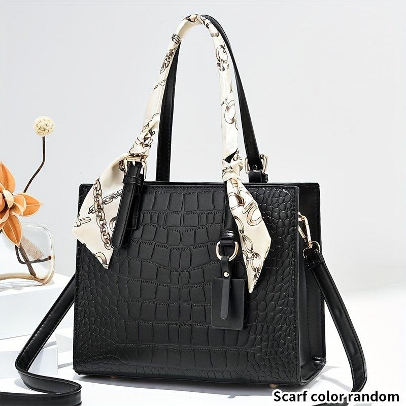 Crocodile Embossed Crossbody Bag Satchel Purse for Mom