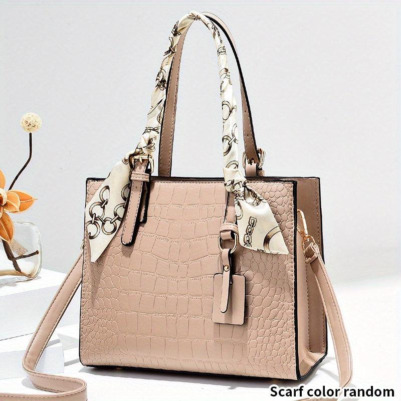 Crocodile Embossed Crossbody Bag Satchel Purse for Mom