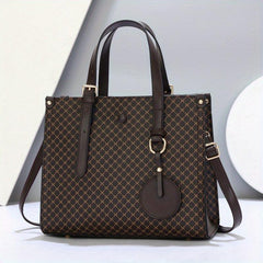 Classic Allover Print Shoulder Bag, Large Capacity Crossbody Handbag